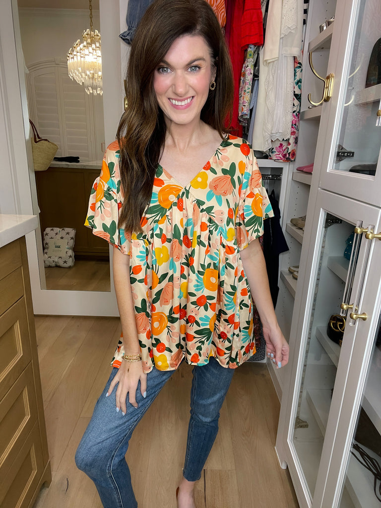 *BELLES & DOORBUSTER* Time to Twist Floral Top *Final Sale*