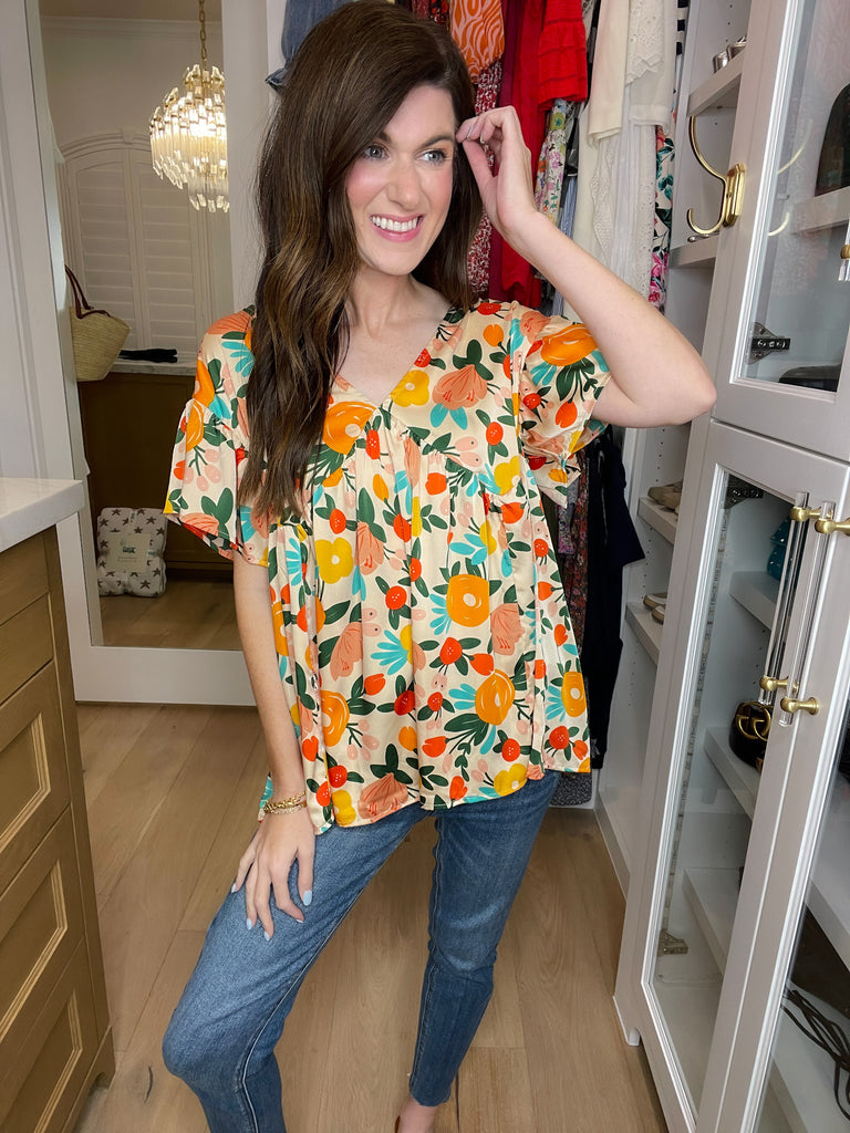 *BELLES & DOORBUSTER* Time to Twist Floral Top *Final Sale*