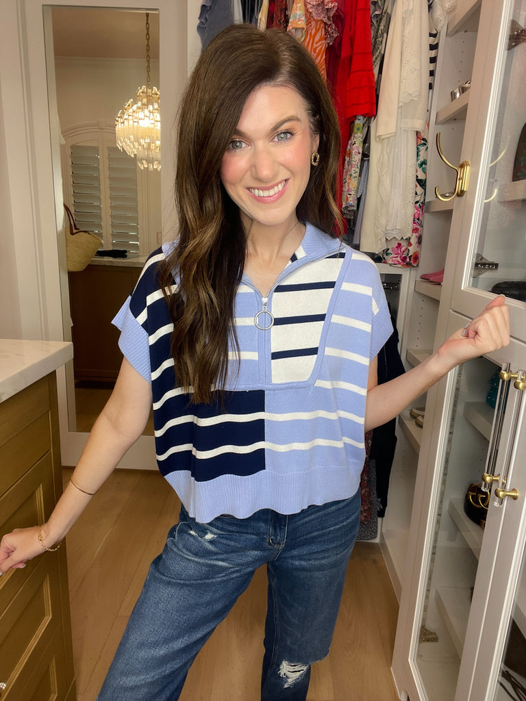 Days in the Sun Striped Sweater in Blue