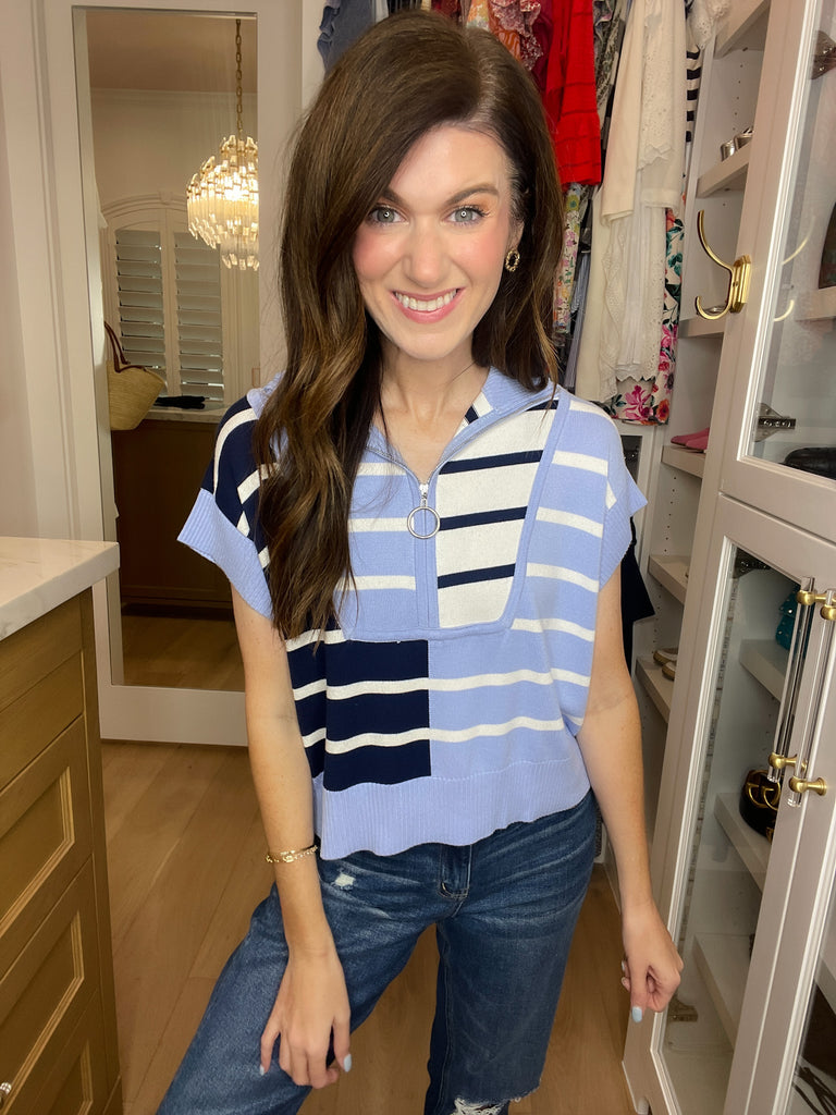 Days in the Sun Striped Sweater in Blue