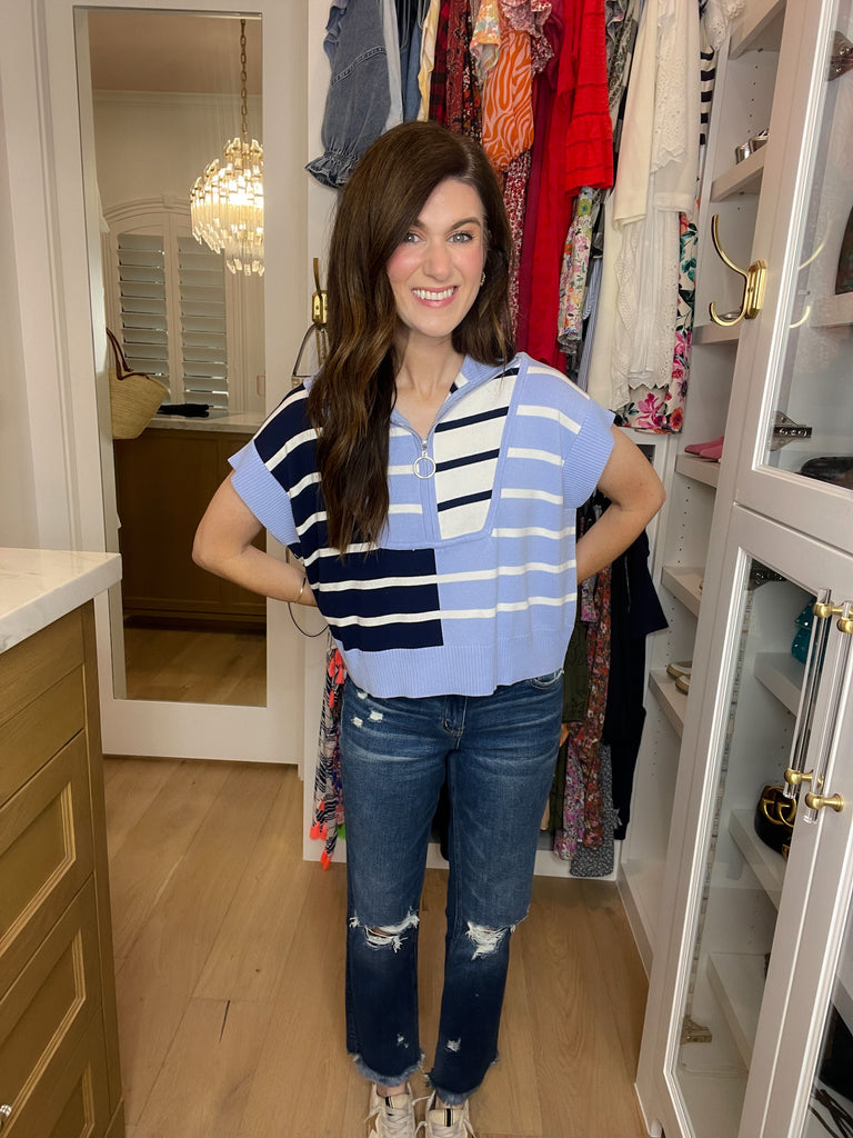 Days in the Sun Striped Sweater in Blue