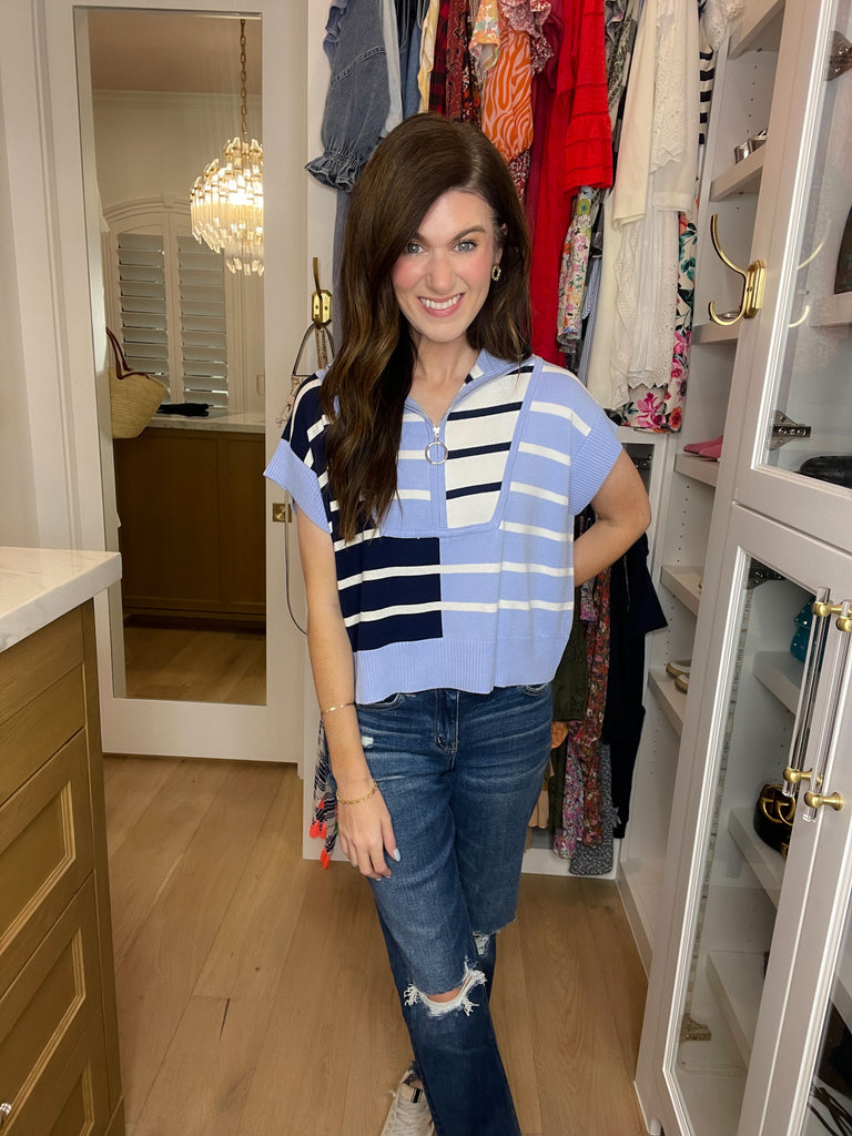 Days in the Sun Striped Sweater in Blue