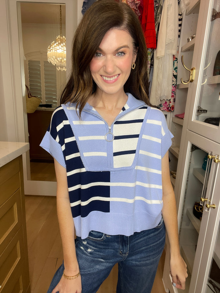 Days in the Sun Striped Sweater in Blue