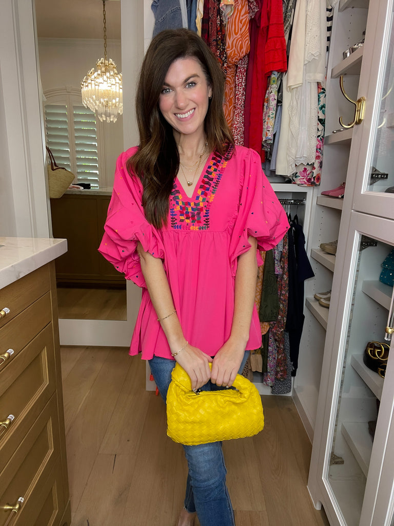 Braided Top Knot Clutch Bag in Yellow *Final Sale*