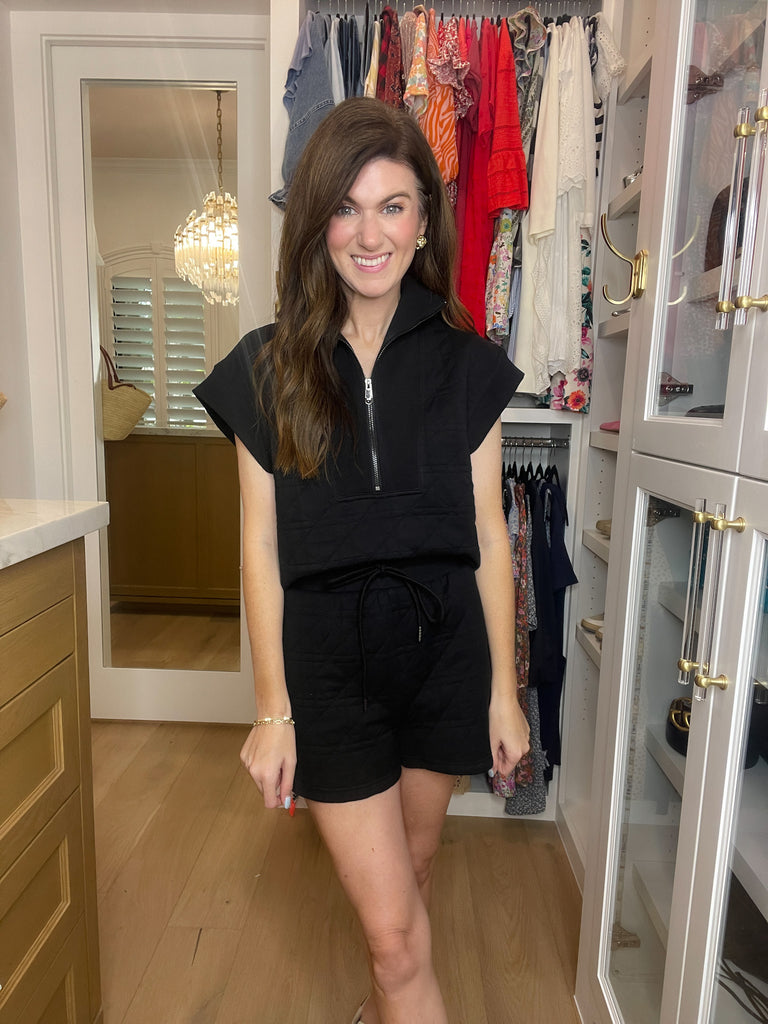 Always Going Quilted Set in Black