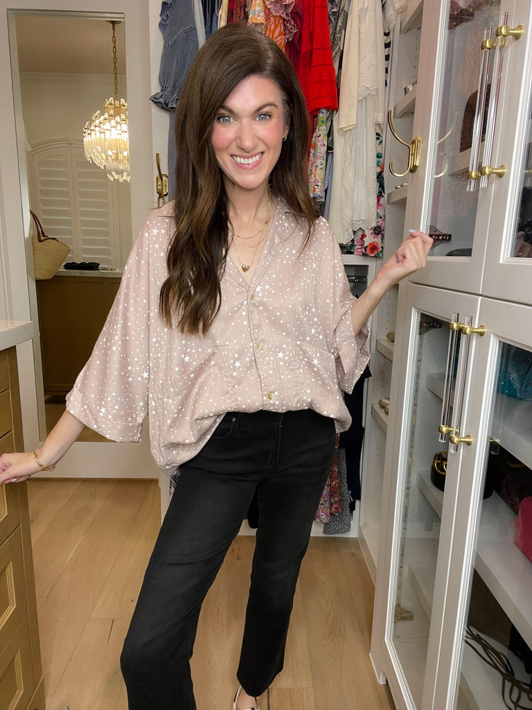 *BELLES & DOORBUSTER* Star Student Button Down in Latte *Final Sale*