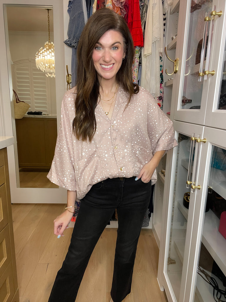 *BELLES & DOORBUSTER* Star Student Button Down in Latte *Final Sale*