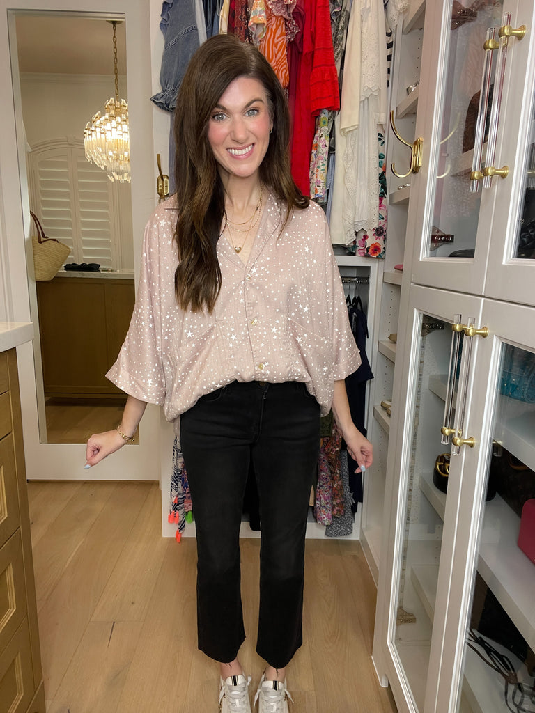 *BELLES & DOORBUSTER* Star Student Button Down in Latte *Final Sale*