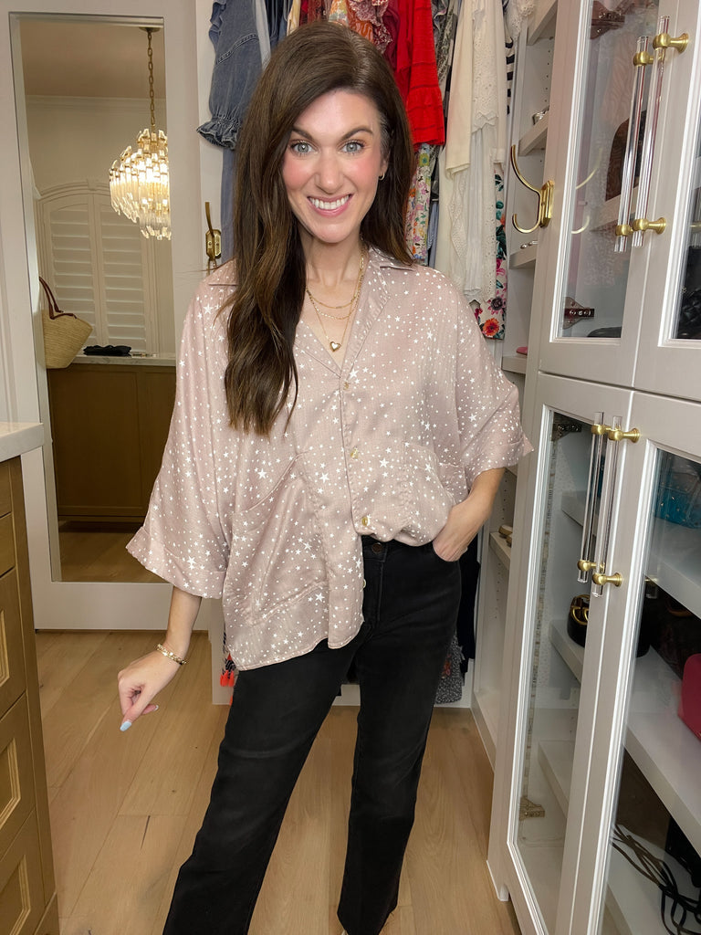 *BELLES & DOORBUSTER* Star Student Button Down in Latte *Final Sale*