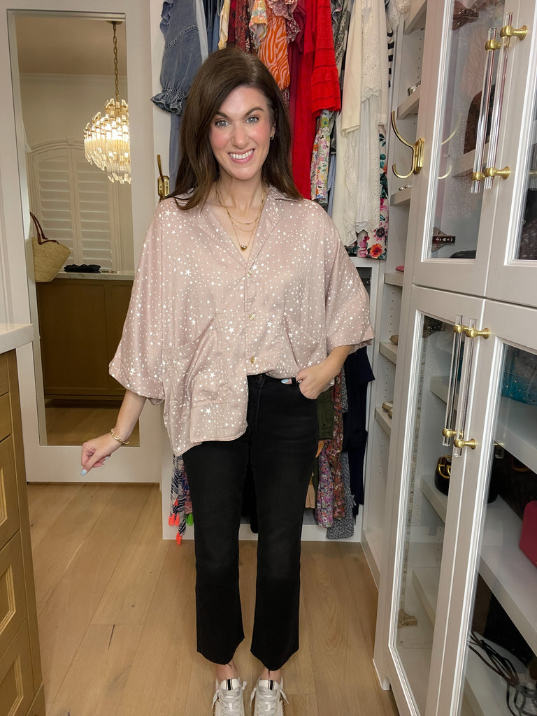 *BELLES & DOORBUSTER* Star Student Button Down in Latte *Final Sale*