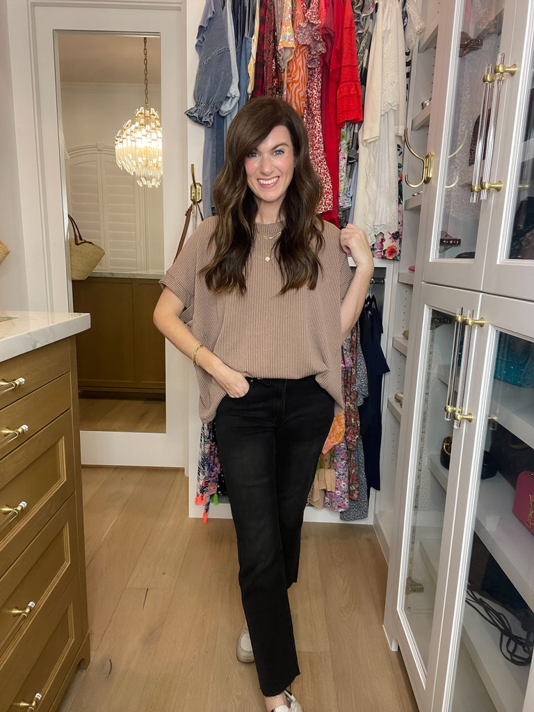 Risen Tennessee Mid Rise Straight Jeans in Black