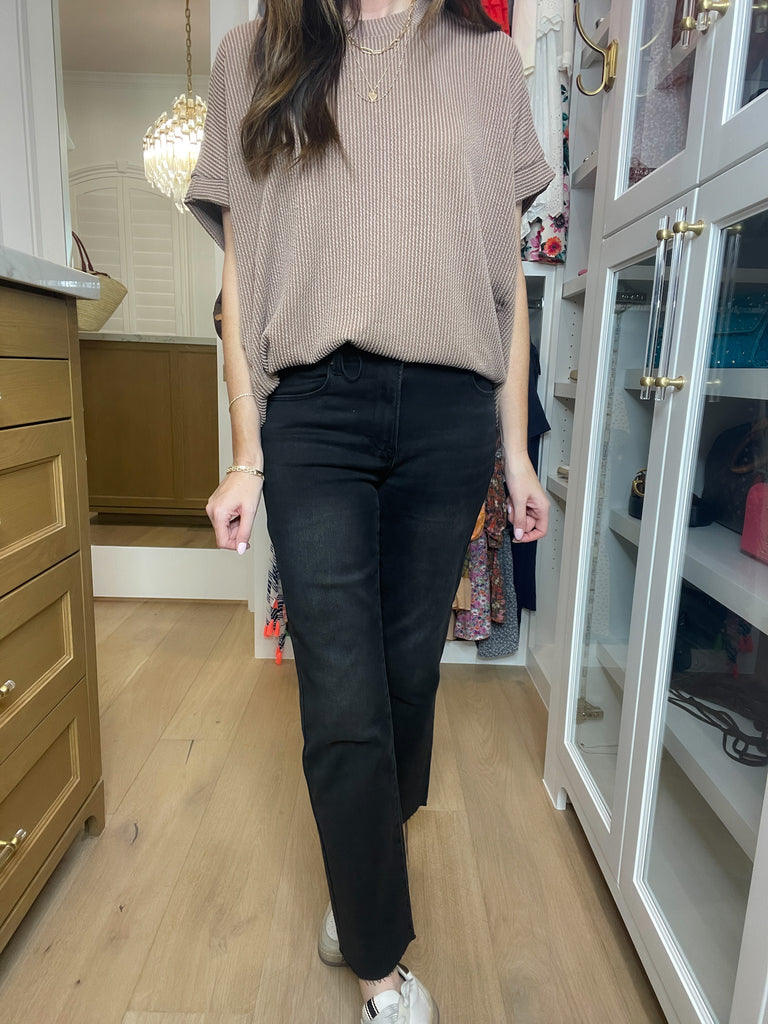 Risen Tennessee Mid Rise Straight Jeans in Black