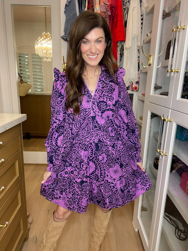 All the Charm Dress in Eggplant Mix