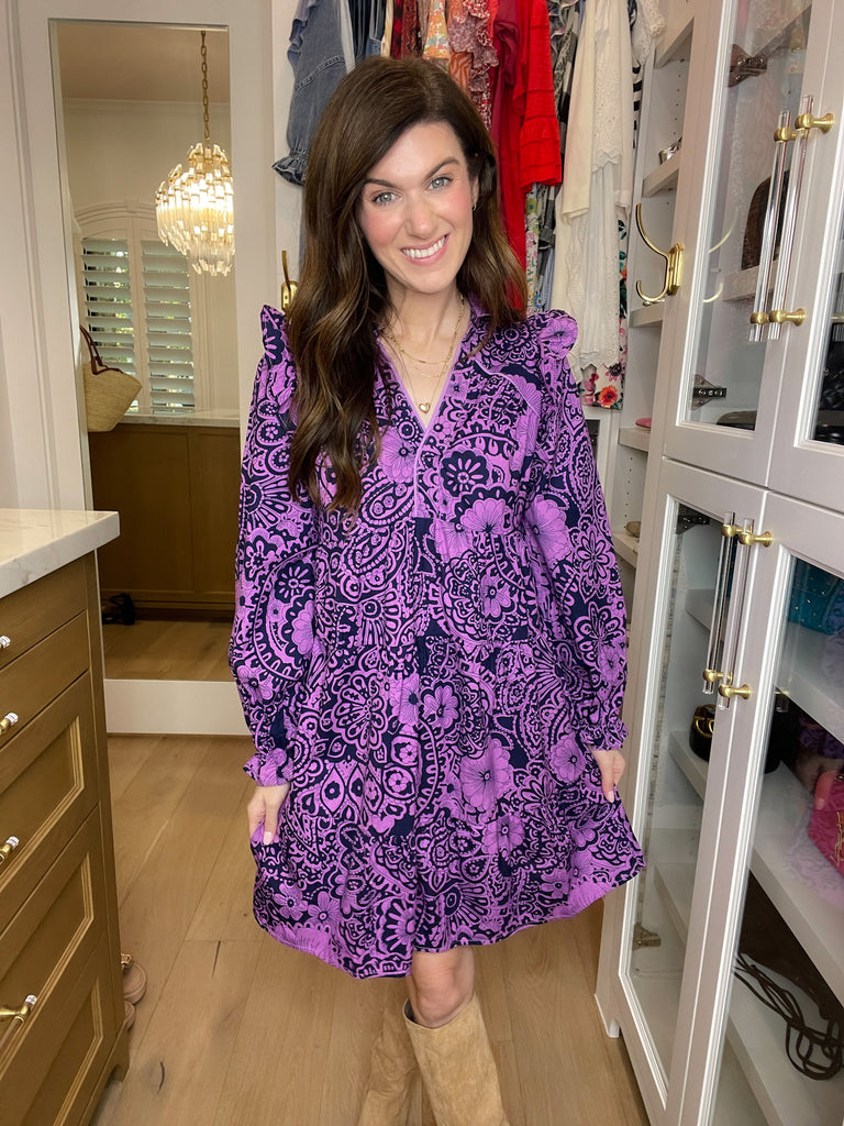 All the Charm Dress in Eggplant Mix