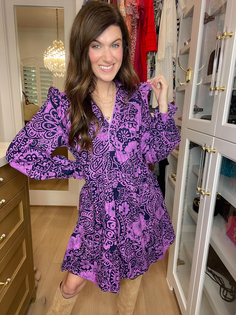 All the Charm Dress in Eggplant Mix