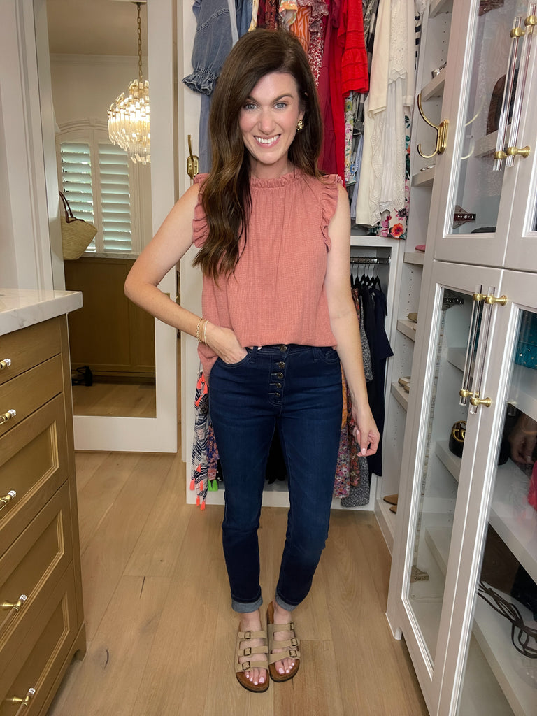 Vervet Ali Straight Leg Button Front Jeans