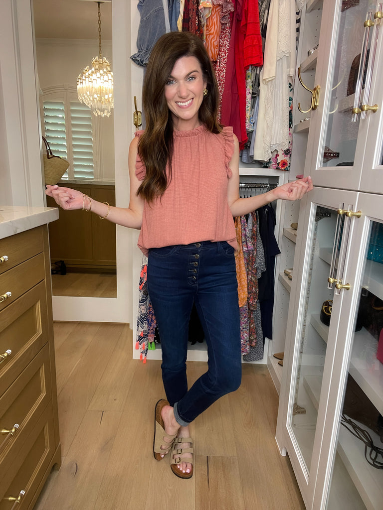 Vervet Ali Straight Leg Button Front Jeans