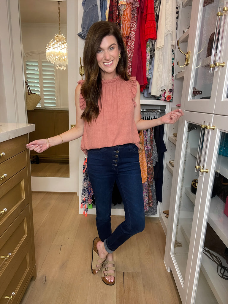 Vervet Ali Straight Leg Button Front Jeans