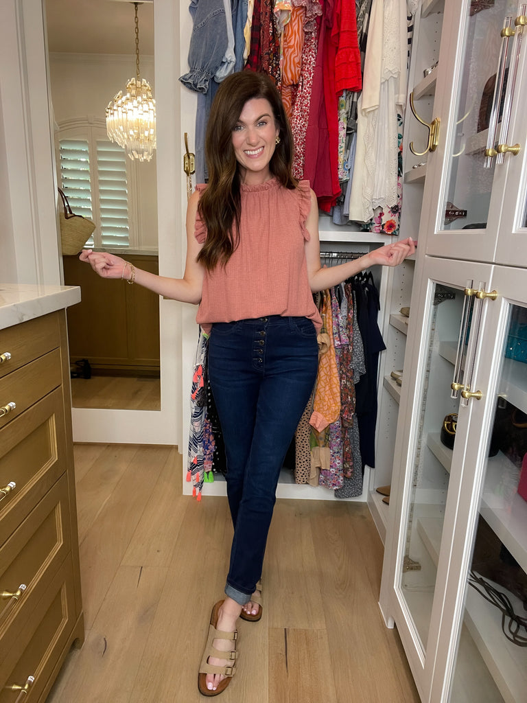 Vervet Ali Straight Leg Button Front Jeans