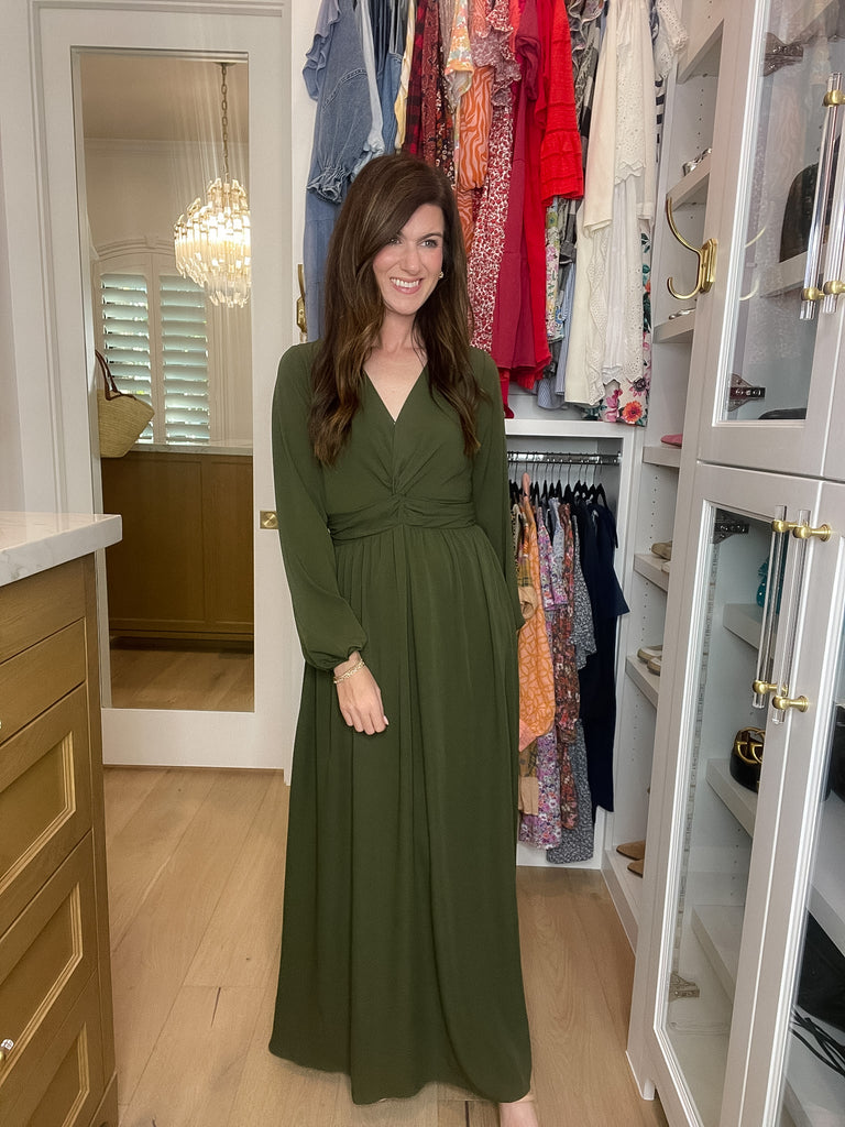 *BELLES & DOORBUSTER* Twist of Fate Maxi Dress in Olive *Final Sale*