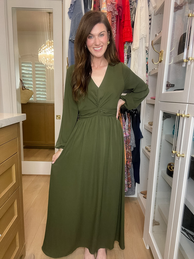 *BELLES & DOORBUSTER* Twist of Fate Maxi Dress in Olive *Final Sale*