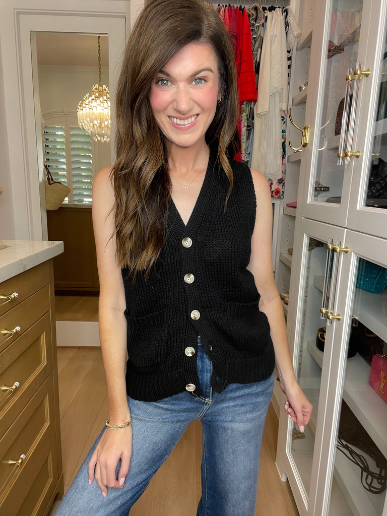 Meredith Sweater Vest in Black