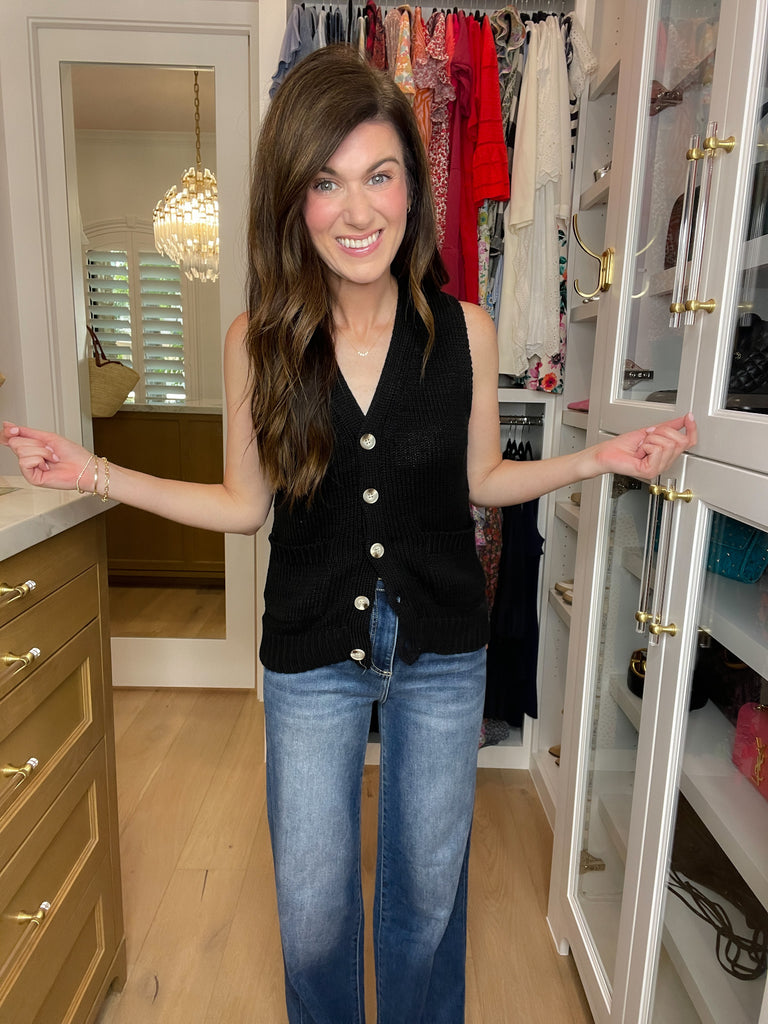 Meredith Sweater Vest in Black