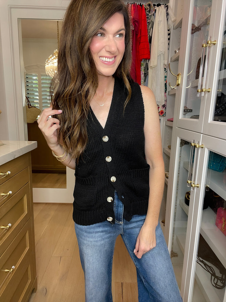 Meredith Sweater Vest in Black