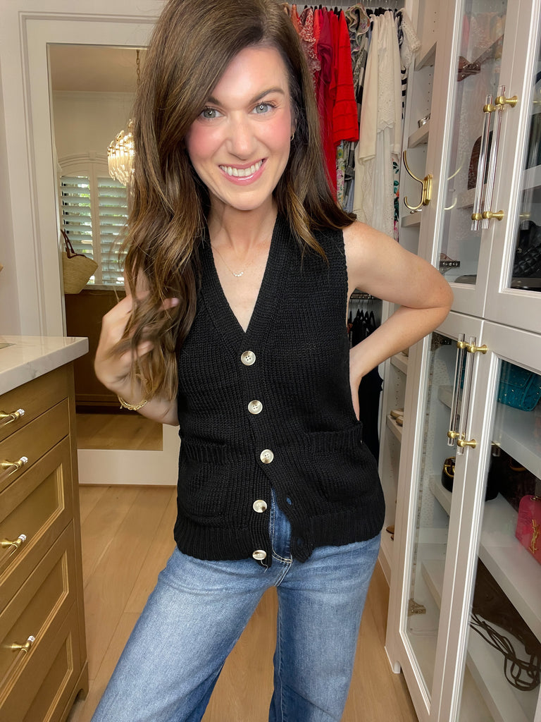 Meredith Sweater Vest in Black