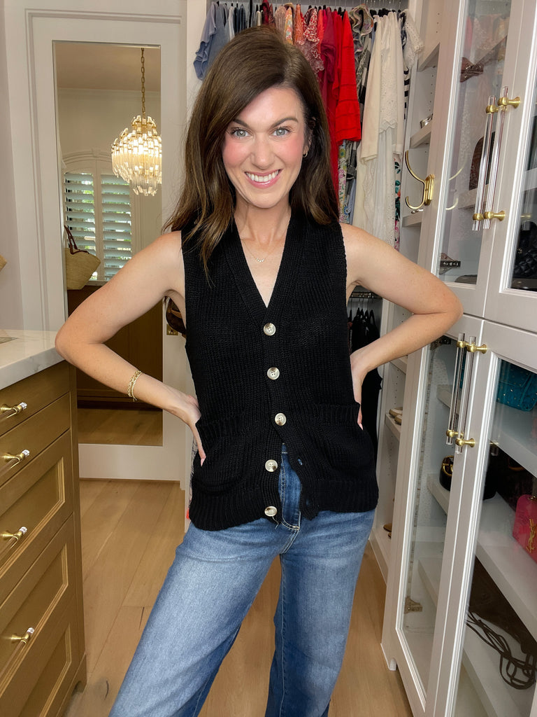 Meredith Sweater Vest in Black