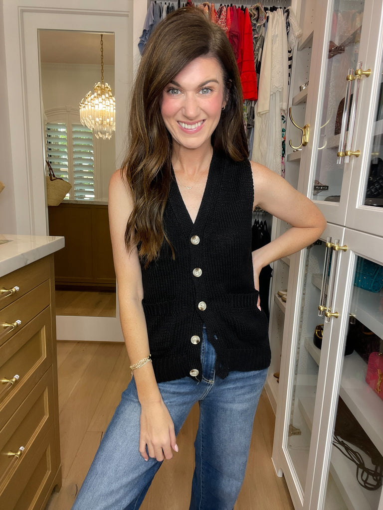 Meredith Sweater Vest in Black