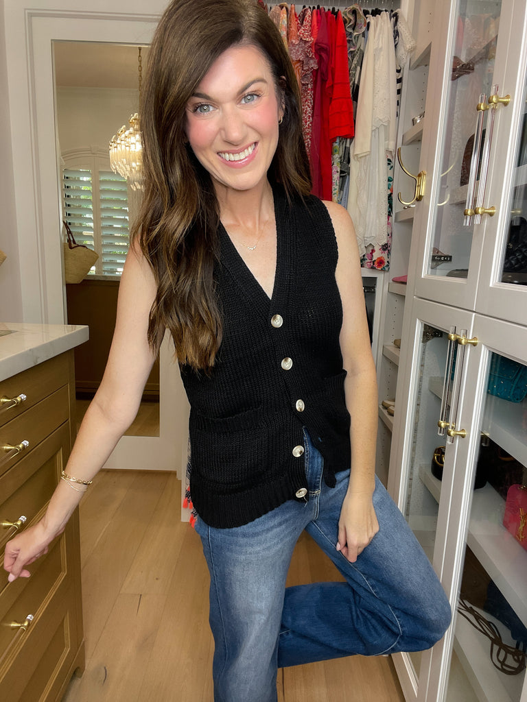 Meredith Sweater Vest in Black