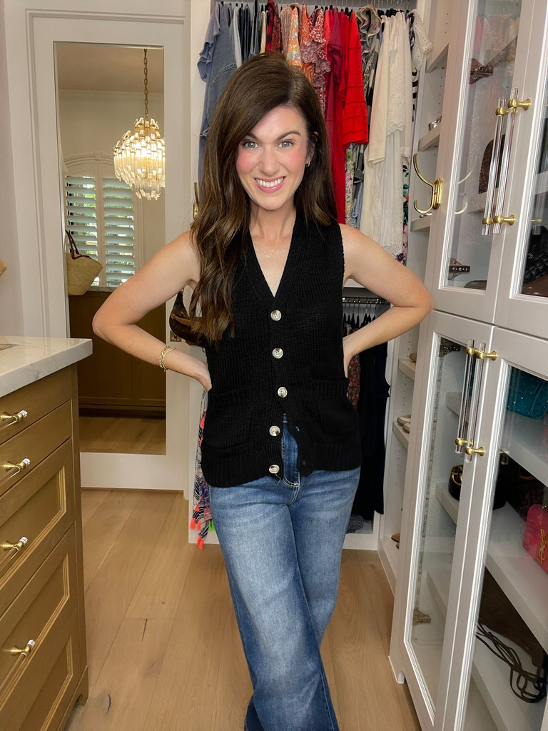 Meredith Sweater Vest in Black