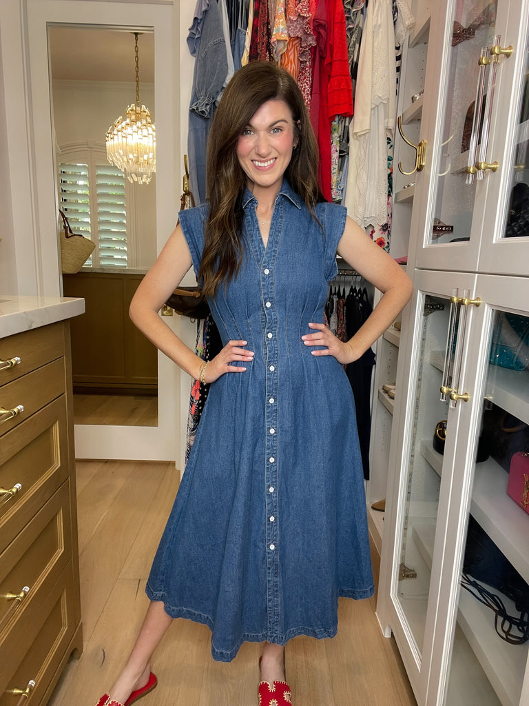 Blair Fitted Denim Midi Dress