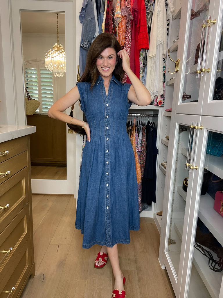 Blair Fitted Denim Midi Dress