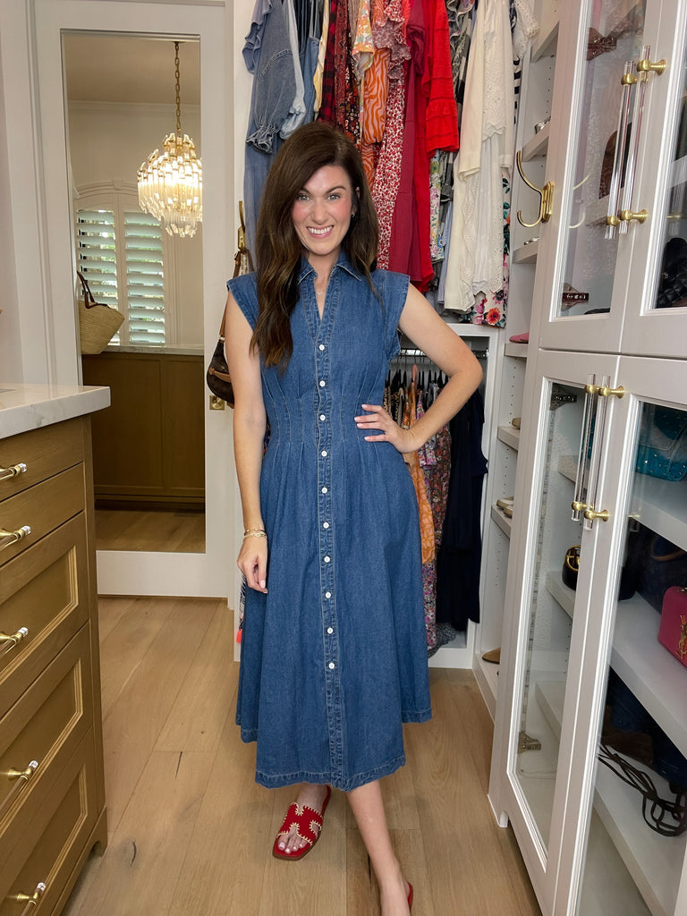 Blair Fitted Denim Midi Dress