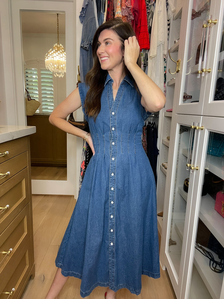 Blair Fitted Denim Midi Dress