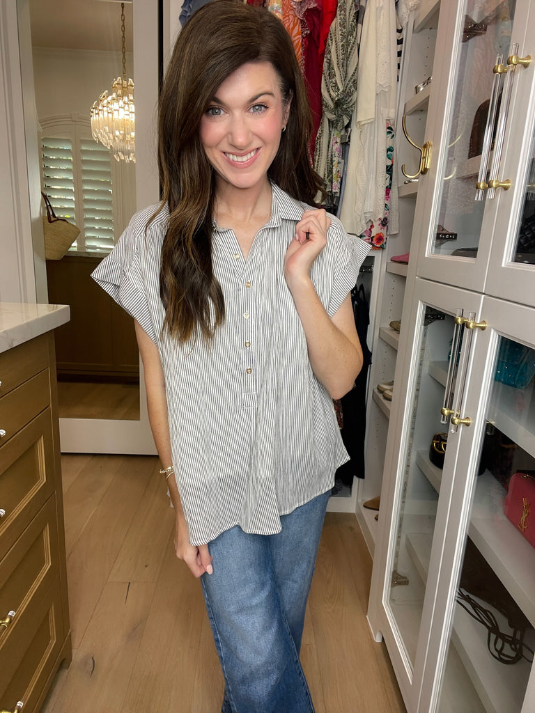 Sweetly Striped Top in White