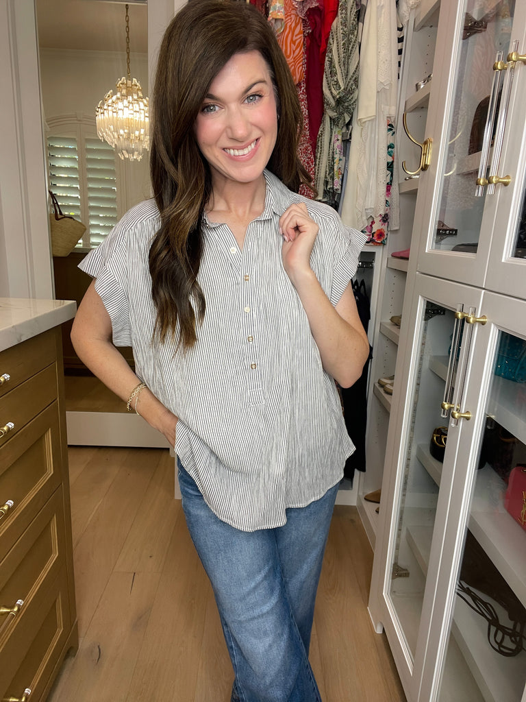 Sweetly Striped Top in White