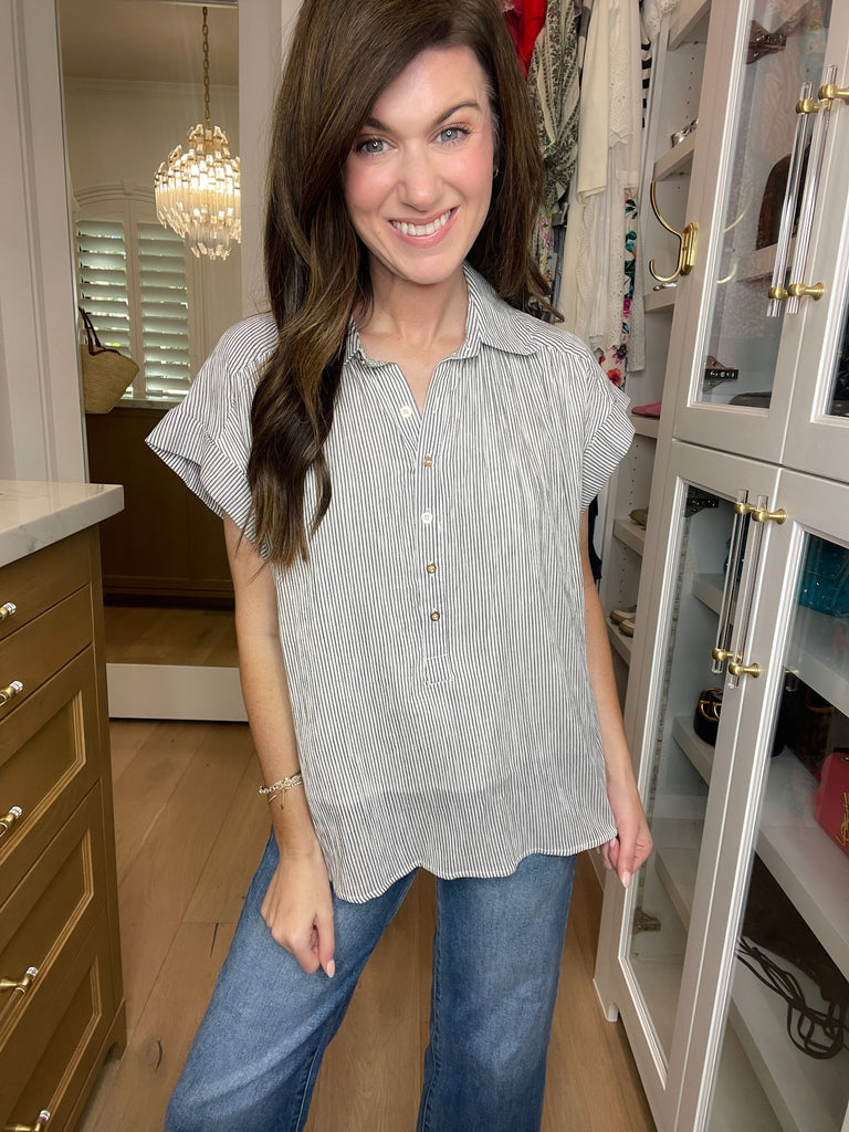 Sweetly Striped Top in White