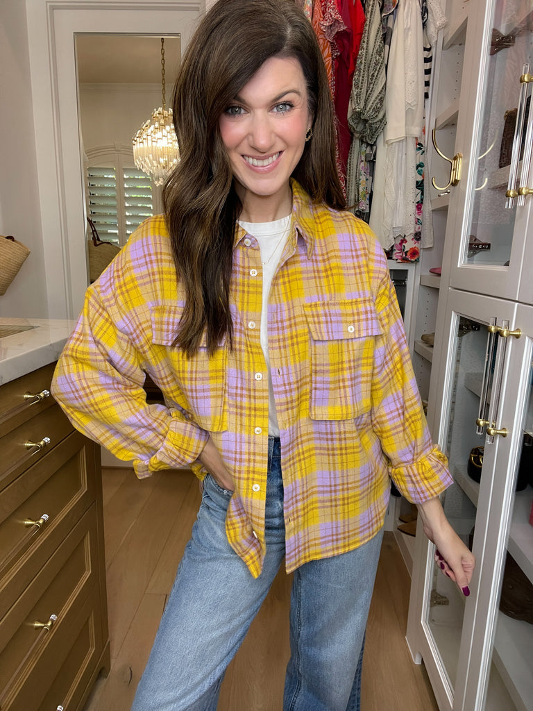 Let's Geaux Plaid Button Down