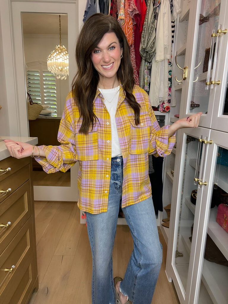 Let's Geaux Plaid Button Down