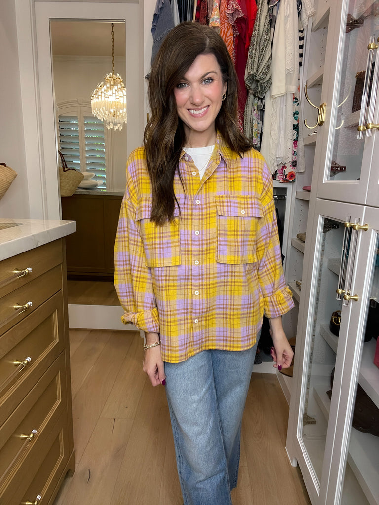 Let's Geaux Plaid Button Down