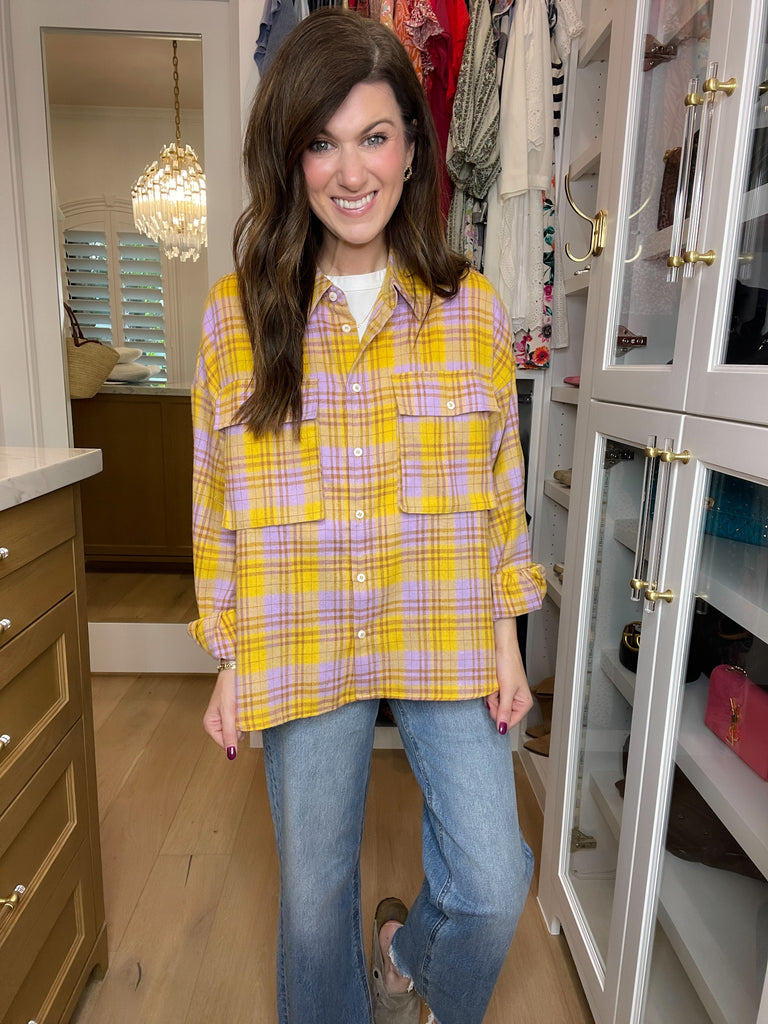 Let's Geaux Plaid Button Down