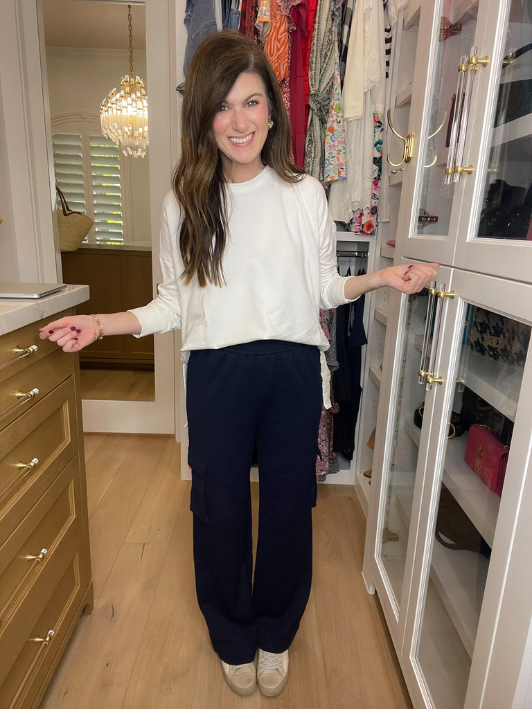 *BELLES & DOORBUSTER* Coming Home Fleece-Lined Cargo Pants in Navy and Coffee *Final Sale*