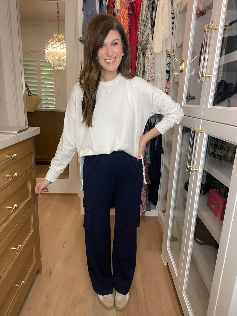 *BELLES & DOORBUSTER* Coming Home Fleece-Lined Cargo Pants in Navy and Coffee *Final Sale*