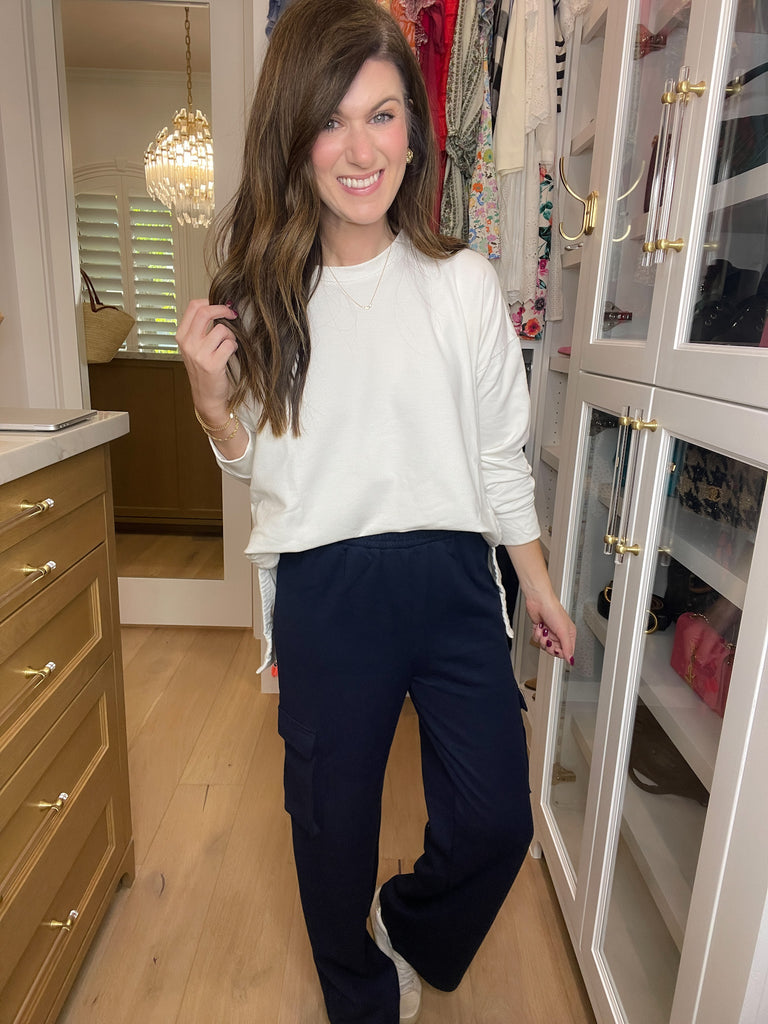*BELLES & DOORBUSTER* Coming Home Fleece-Lined Cargo Pants in Navy and Coffee *Final Sale*