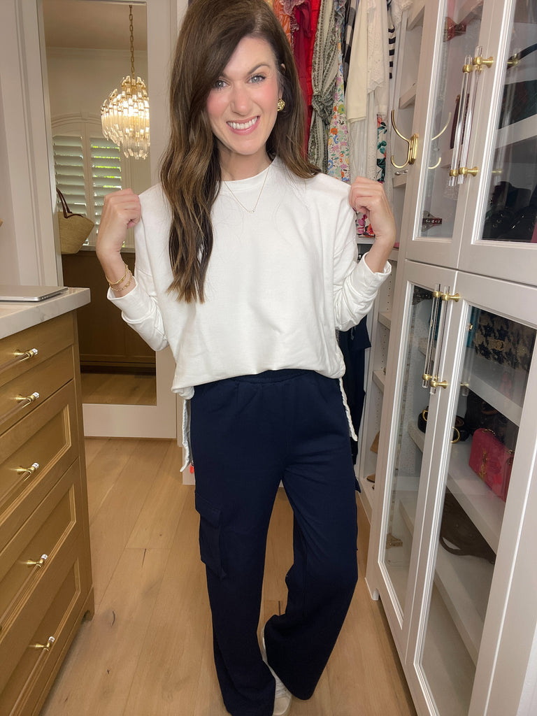 *BELLES & DOORBUSTER* Coming Home Fleece-Lined Cargo Pants in Navy and Coffee *Final Sale*