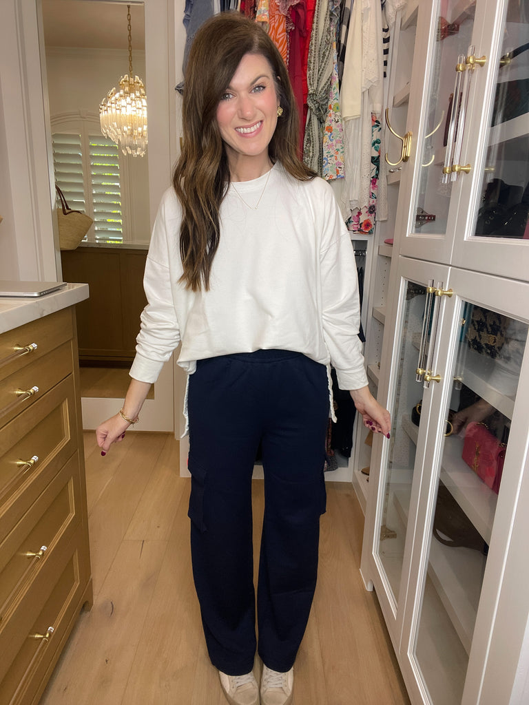 *BELLES & DOORBUSTER* Coming Home Fleece-Lined Cargo Pants in Navy and Coffee *Final Sale*