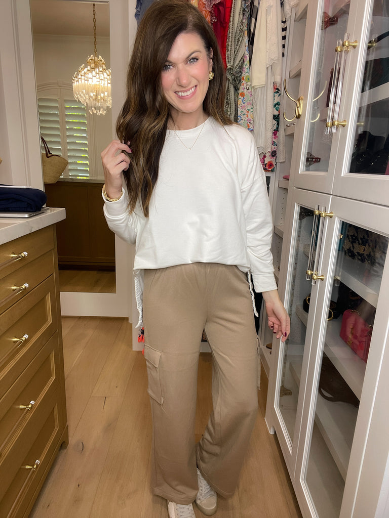 *BELLES & DOORBUSTER* Coming Home Fleece-Lined Cargo Pants in Navy and Coffee *Final Sale*